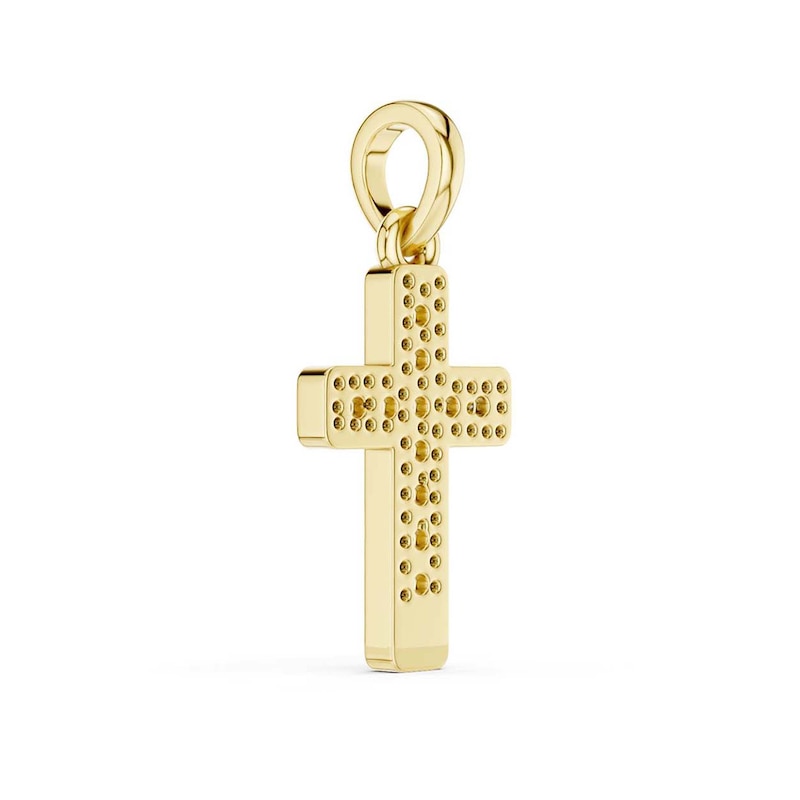 10K Gold 1/20 CT. T.W. Lab-Grown Diamond Square Cross Necklace Charm