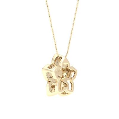 14K Gold Plated 1/6 CT. T.W. Lab-Grown Diamond Cluster Flower Pendant - 16" + 2"