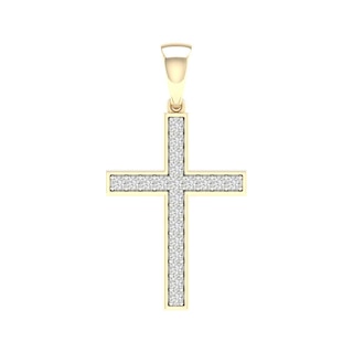 14K Gold Plated 1/4 CT. T.W. Lab-Grown Diamond Cross Necklace Charm