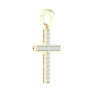 14K Gold Plated 1/4 CT. T.W. Lab-Grown Diamond Cross Necklace Charm