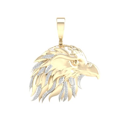 14K Gold Plated 1/3 CT. T.W. Lab-Grown Diamond Eagle Head Necklace Charm