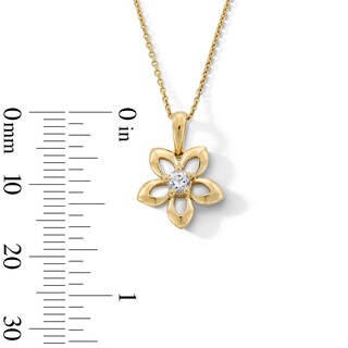 14K Gold Plated 1/8 CT. T.W. Lab-Grown Diamond Open Flower Pendant - 16" + 2"