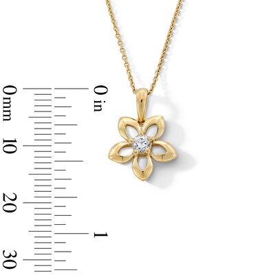 14K Gold Plated 1/8 CT. T.W. Lab-Grown Diamond Open Flower Pendant - 16" + 2"