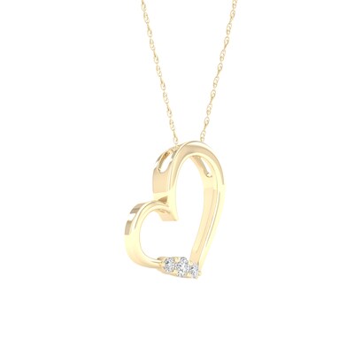 10K Gold 1/15 CT. T.W. Lab-Grown Diamond Open Heart Pendant - 16" + 2"