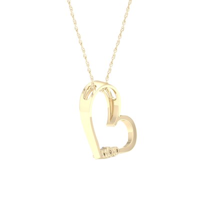 10K Gold 1/15 CT. T.W. Lab-Grown Diamond Open Heart Pendant - 16" + 2"