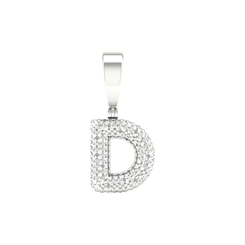 Sterling Silver 1/20 CT. T.W. Lab-Grown Diamond Initial Necklace Charm