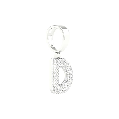 Sterling Silver 1/20 CT. T.W. Lab-Grown Diamond Initial Necklace Charm