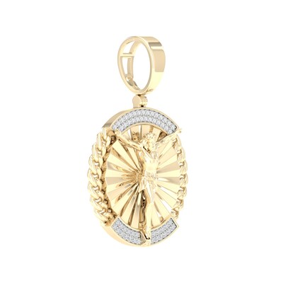 14K Gold Plated 1/3 CT. T.W. Lab-Grown Diamond Crucifix Medallion Necklace Charm