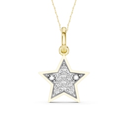 10K Gold 1/20 CT. T.W. Lab-Grown Diamond Star Two-Tone Pendant - 16" + 2"