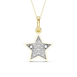 10K Gold 1/20 CT. T.W. Lab-Grown Diamond Star Two-Tone Pendant - 16" + 2"
