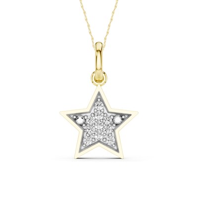 10K Gold 1/20 CT. T.W. Lab-Grown Diamond Star Two-Tone Pendant - 16" + 2"