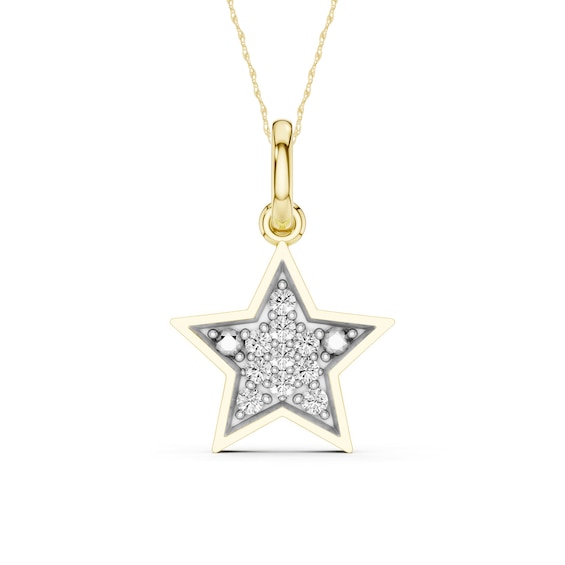 10K Gold 1/20 CT. T.W. Lab-Grown Diamond Star Two-Tone Pendant - 16" + 2"