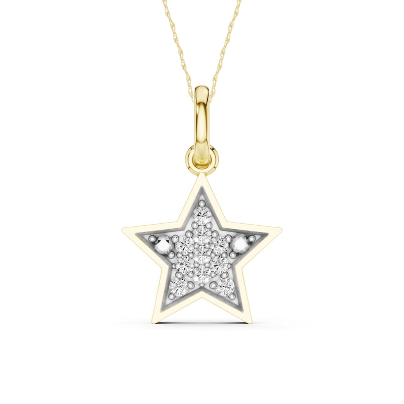 10K Gold 1/20 CT. T.W. Lab-Grown Diamond Star Two-Tone Pendant - 16" + 2"