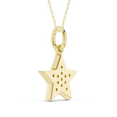 10K Gold 1/20 CT. T.W. Lab-Grown Diamond Star Two-Tone Pendant - 16" + 2"
