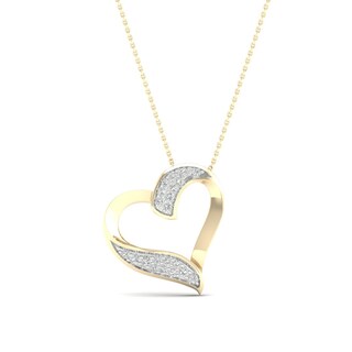 14K Gold Plated 1/8 CT. T.W. Lab-Grown Diamond Twisted Heart Pendant - 16" + 2"