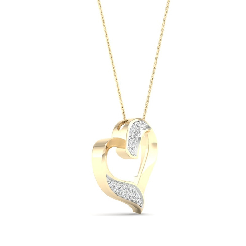 Main Image 2 of 14K Gold Plated 1/8 CT. T.W. Lab-Grown Diamond Twisted Heart Pendant - 16" + 2"