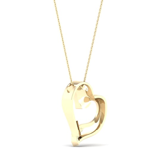 14K Gold Plated 1/8 CT. T.W. Lab-Grown Diamond Twisted Heart Pendant - 16" + 2"