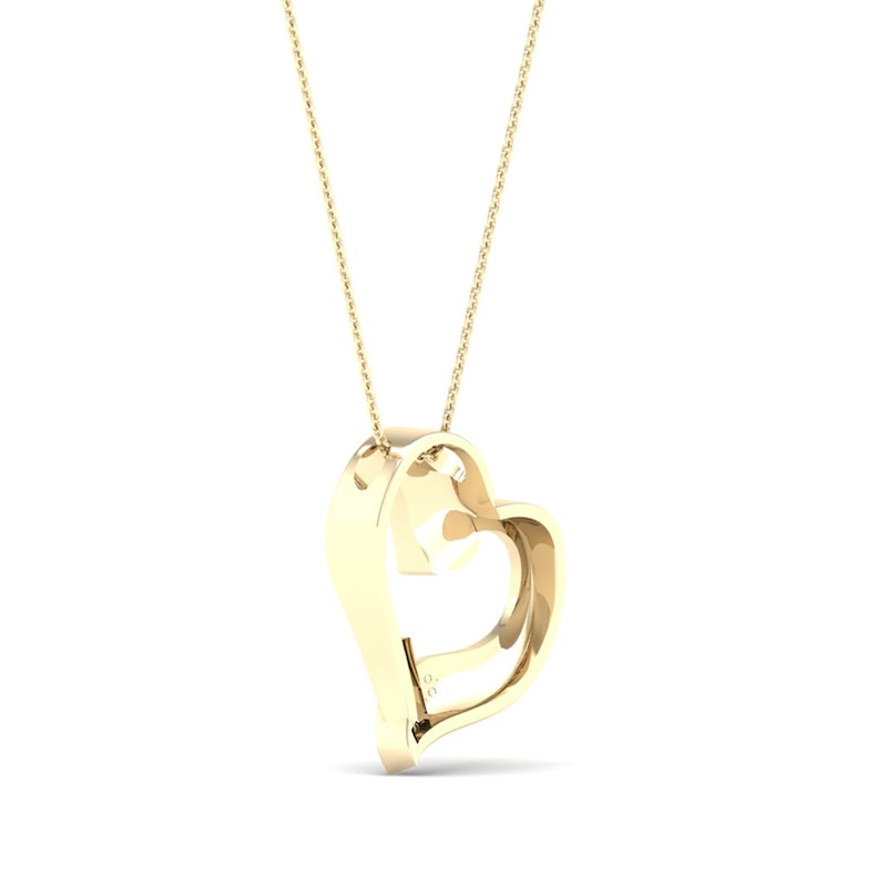 Main Image 3 of 14K Gold Plated 1/8 CT. T.W. Lab-Grown Diamond Twisted Heart Pendant - 16" + 2"
