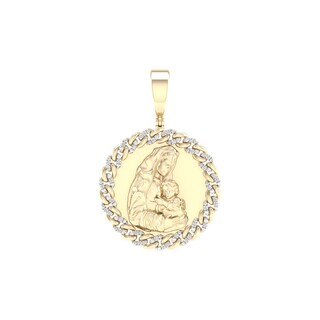 14K Gold Plated 1/5 CT. T.W. Lab-Grown Diamond Mary and Jesus Necklace Charm