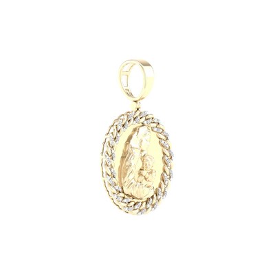 14K Gold Plated 1/5 CT. T.W. Lab-Grown Diamond Mary and Jesus Necklace Charm