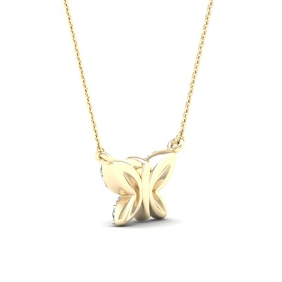 14K Gold Plated 1/6 CT. T.W. Lab-Grown Diamond Butterfly Necklace - 16" + 2"