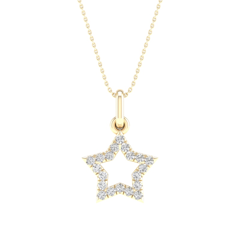 14K Gold Plated 1/10 CT. T.W. Lab-Grown Diamond Open Star Pendant - 16" + 2 "