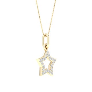 14K Gold Plated 1/10 CT. T.W. Lab-Grown Diamond Open Star Pendant - 16" + 2 "