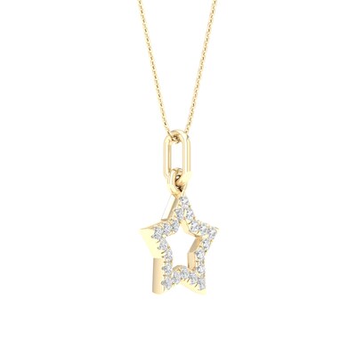 14K Gold Plated 1/10 CT. T.W. Lab-Grown Diamond Open Star Pendant - 16" + 2 "