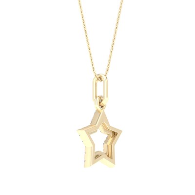 14K Gold Plated 1/10 CT. T.W. Lab-Grown Diamond Open Star Pendant - 16" + 2 "