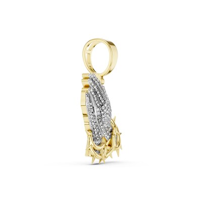 14K Gold Plated 1/5 CT. T.W. Lab-Grown Diamond Praying Hands Necklace Charm