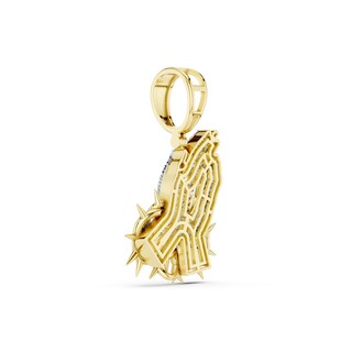 14K Gold Plated 1/5 CT. T.W. Lab-Grown Diamond Praying Hands Necklace Charm