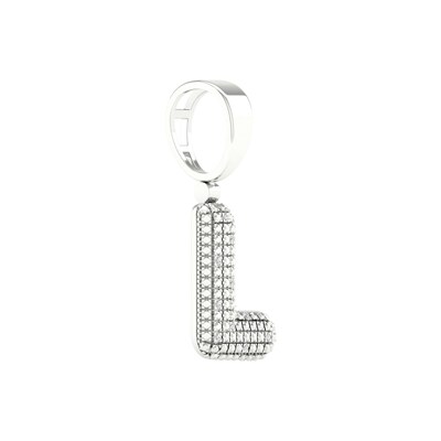 Sterling Silver 1/20 CT. T.W. Lab-Grown Diamond Initial Necklace Charm