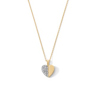 14K Gold Plated 1/20 CT. T.W. Lab-Grown Diamond Half Heart Pendant : 16" + 2"