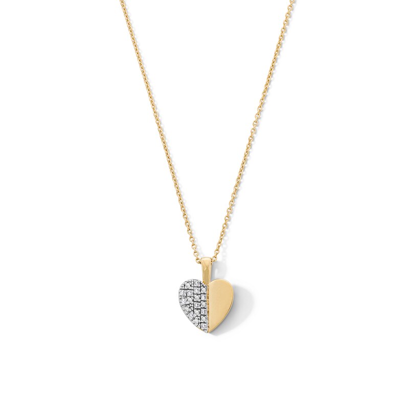 14K Gold Plated 1/20 CT. T.W. Lab-Grown Diamond Half Heart Pendant : 16" + 2"