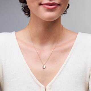 14K Gold Plated 1/20 CT. T.W. Lab-Grown Diamond Half Heart Pendant : 16" + 2"