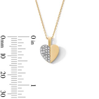 14K Gold Plated 1/20 CT. T.W. Lab-Grown Diamond Half Heart Pendant : 16" + 2"