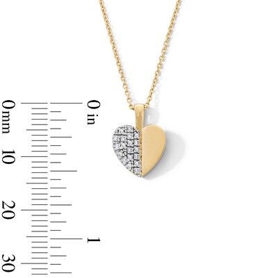 14K Gold Plated 1/20 CT. T.W. Lab-Grown Diamond Half Heart Pendant : 16" + 2"