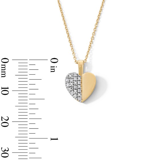 14K Gold Plated 1/20 CT. T.W. Lab-Grown Diamond Half Heart Pendant : 16" + 2"