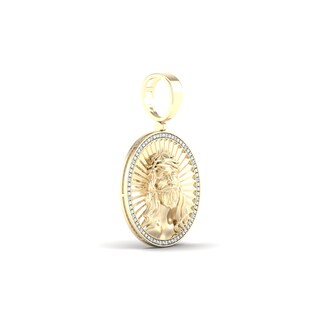 14K Gold Plated 1/10 CT. T.W. Lab-Grown Diamond Jesus Medallion Necklace Charm
