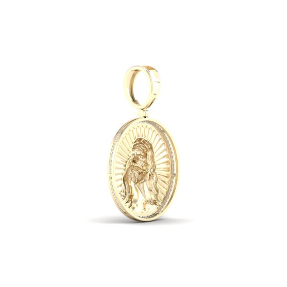 14K Gold Plated 1/10 CT. T.W. Lab-Grown Diamond Jesus Medallion Necklace Charm