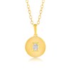 Thumbnail Image 1 of 14K Gold Plated 1/8 CT. T.W. Lab-Grown Diamond Emerald Medallion Pendant - 16" + 2"
