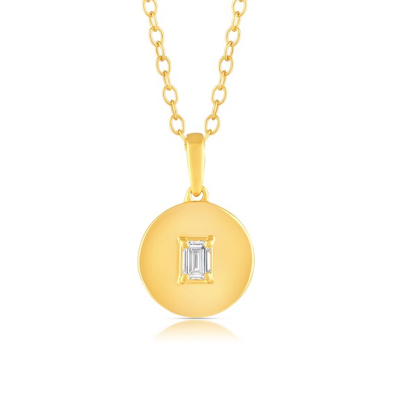14K Gold Plated 1/8 CT. T.W. Lab-Grown Diamond Emerald Medallion Pendant - 16" + 2"