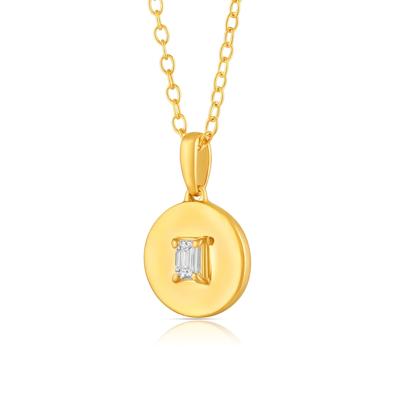 Main Image 2 of 14K Gold Plated 1/8 CT. T.W. Lab-Grown Diamond Emerald Medallion Pendant - 16" + 2"
