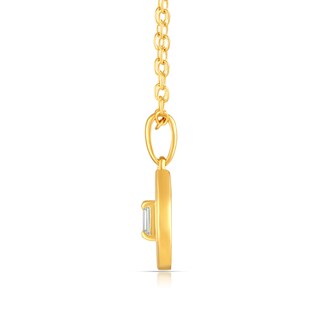 14K Gold Plated 1/8 CT. T.W. Lab-Grown Diamond Emerald Medallion Pendant - 16" + 2"