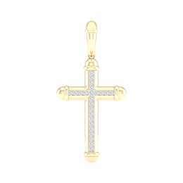 10K Gold 1/4 CT. T.W. Lab-Grown Diamond Cross Necklace Charm