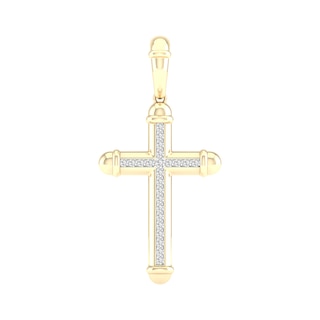 10K Gold 1/4 CT. T.W. Lab-Grown Diamond Cross Necklace Charm