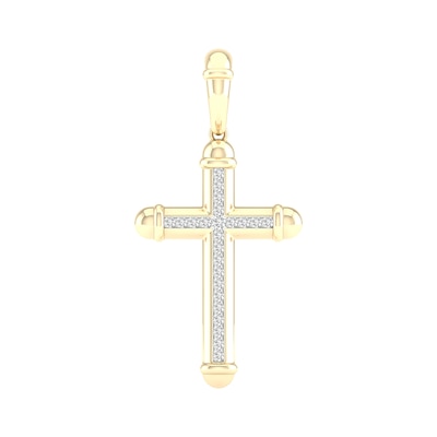 10K Gold 1/4 CT. T.W. Lab-Grown Diamond Cross Necklace Charm