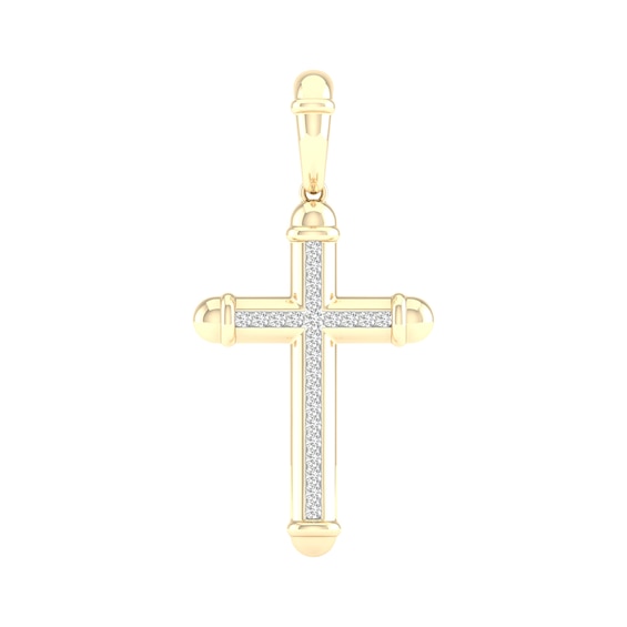 10K Gold 1/4 CT. T.W. Lab-Grown Diamond Cross Necklace Charm