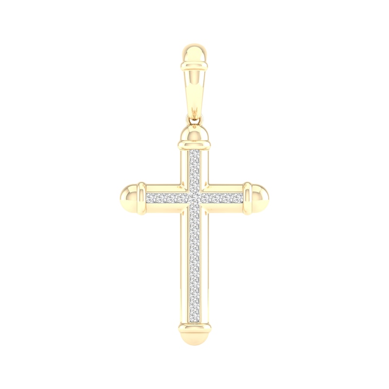 Main Image 1 of 10K Gold 1/4 CT. T.W. Lab-Grown Diamond Cross Necklace Charm