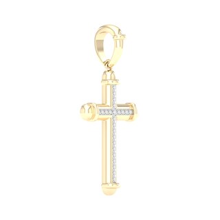 10K Gold 1/4 CT. T.W. Lab-Grown Diamond Cross Necklace Charm